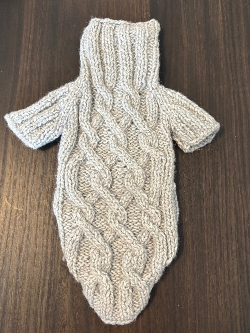 Handmade Grey Knit Dog Sweater - Size Small